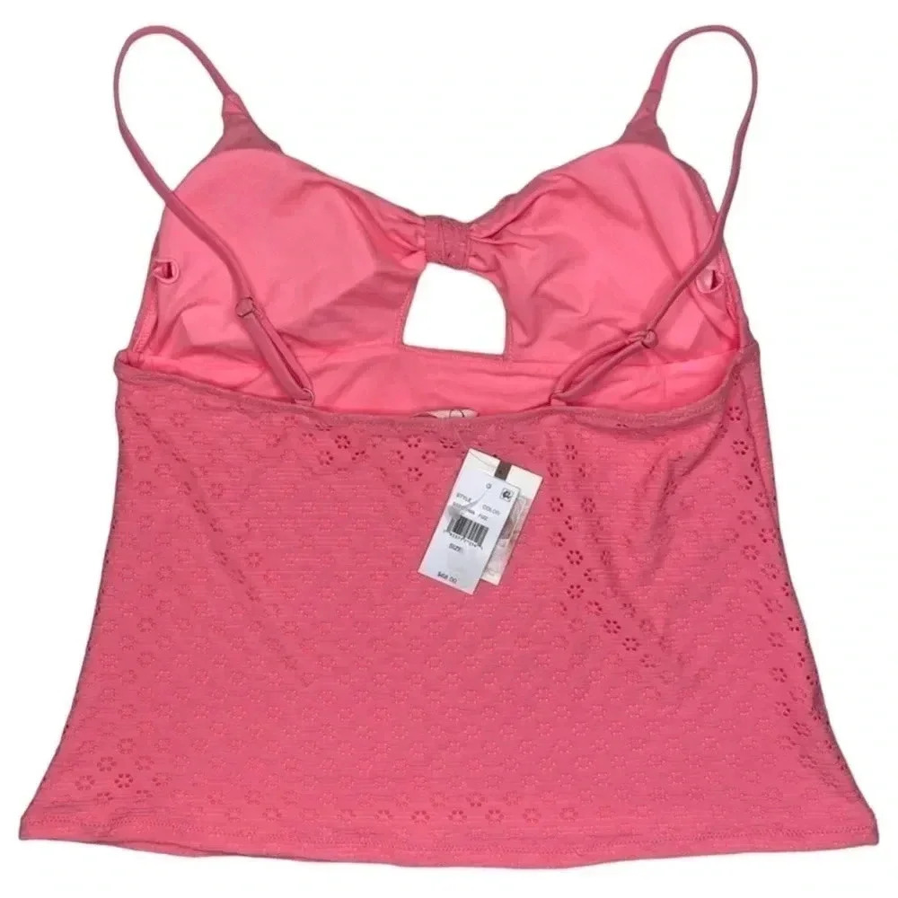 Jessica Simpson Fizz Sweet Tooth Solid Eyelet Tankini Womens Swim Top Size XL - Picture 9 of 11